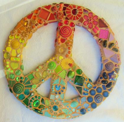 Rainbow Mosaic Peace Sign